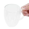 thumbnail image 3 of Taza de vidrio con asa, taza transparente de doble pared para café, leche, té, resistente al calor, 350ml, 3 of 14