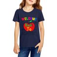 thumbnail image 2 of Sewkxo Kids Back to School T Shirt Short Sleeve Crewneck Letter Print Funny Tops Boys Girls Casual Basic Tees,Dark Blue 130, 2 of 4