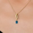thumbnail image 3 of Gem Stone King 10K Yellow Gold London Blue Topaz and Lab Grown Diamond Pendant Necklace for Women | 0.69 Cttw | Gemstone November Birthstone | Emerald Cut 6X4MM | With 18 inch Chain, 3 of 6