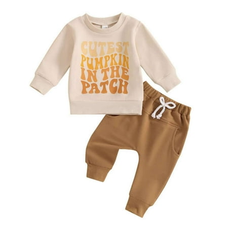 

Thhvdrg Baby Girl Boys Clothes Toddler Kids Girls Boys Outfits Fall Winter Long Sleeve Casual Sweatshirt and Sweatpants 2Pcs Set