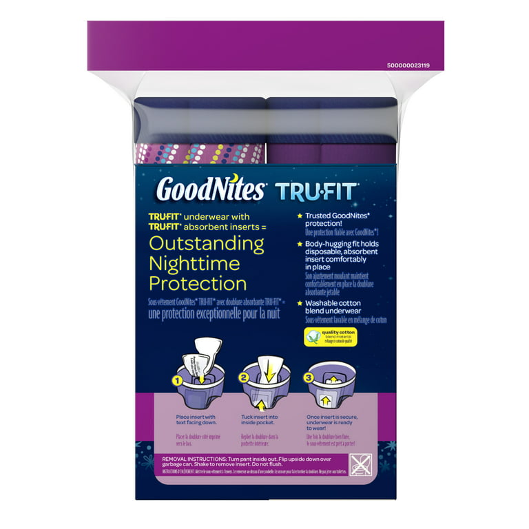 GoodNites Tru-Fit Bedwetting Underwear with Nighttime Protection Starter  Pack for Girls, S/M, 7ct 