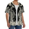 thumbnail image 2 of Pofeuu Skeletons Love Flowers Print Mens Casual Short Sleeve Shirts Beach Summer Spread Collar Pocket Tops Men's Casual Short-sleeved Shirt-X-Large, 2 of 5