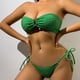 thumbnail image 3 of Bikini Sexy con diamantes de imitación para mujer, traje de baño de 3 piezas con Tanga, banda de diamante brillante, realce verde, cadena de Metal, traje de baño de lujo, 3 of 5