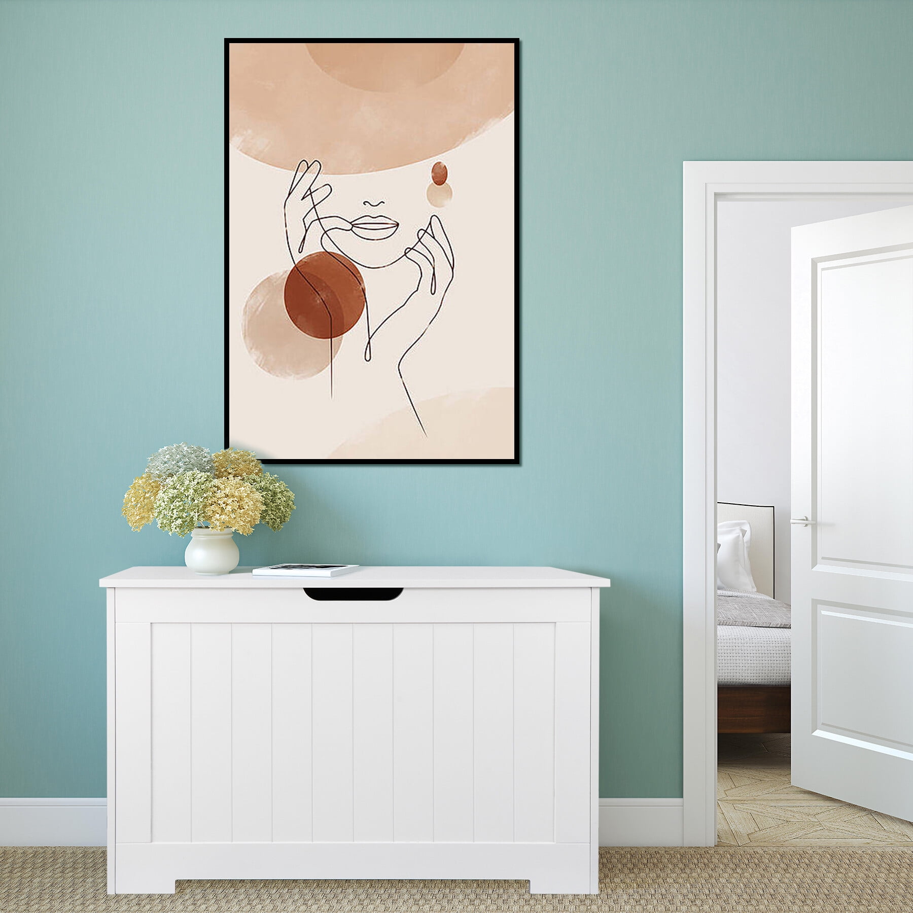 HomGarden 30Inch MDF Child Toy Chest 150L Storage Box Cabinet W/Safety Hinged Lid, White