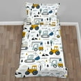 thumbnail image 3 of Toddler Bedding Sets for Baby Boys Girls Kids Construction Toddler Crib Comforter Set Flat Sheet Fitted Sheet and Pillowcase 4 Pieces White Truck Vehicles Excavator Cars, 3 of 4