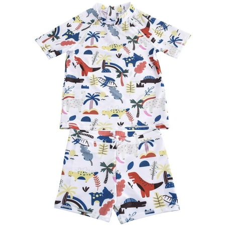 A2Z 4 Kids Boys Swimming Costume Two Piece Top and Trunks Shorts Set - SW Set 873 Jurassic 11-12