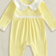 thumbnail image 4 of BOBOGOJP Newborn Baby Girl Fall Winter Clothes Coming Home Outfit Ruffle Romper Cute Ribbed Knit Jumpsuit Headband Yellow for Size 0-3 Months, 4 of 4