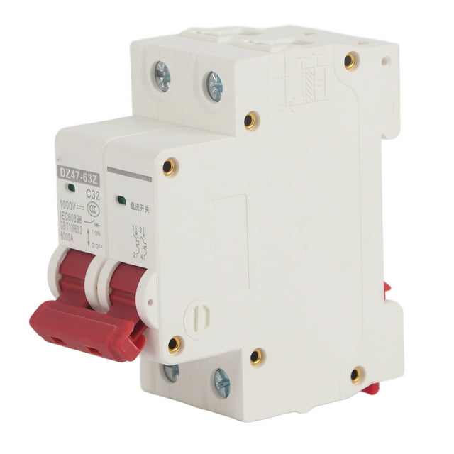 DC Miniature Circuit Breaker 2P Solar PV System Isolator DIN Rail Mount 1000V 32A DZ47‑63Z C32