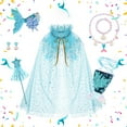 thumbnail image 2 of EHRWE Toddler Girl Clothes Girl's Party Set With Star Wand Glitter Headband Jewelry Cape For Birthday Dress Up Cloak One Size, 2 of 4