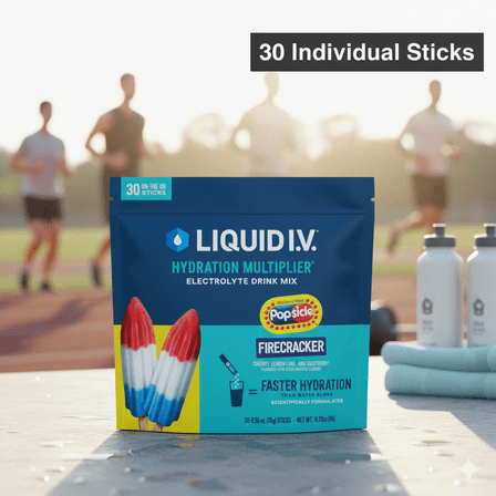 Liquid I.V. Hydration Multiplier, 30 Individual Serving Stick Packs in Resealable Pouch, Firecracker