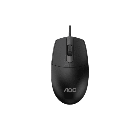 AOC MS100B Ergonomic Wired Mouse, Standard Optical Size, 1200 DPI Tracking, Non-RGB Lighting, USB Interface, 1.5m Cable, Lightweight Mice for Desktop, Notebook, Daily Office & Gaming Use