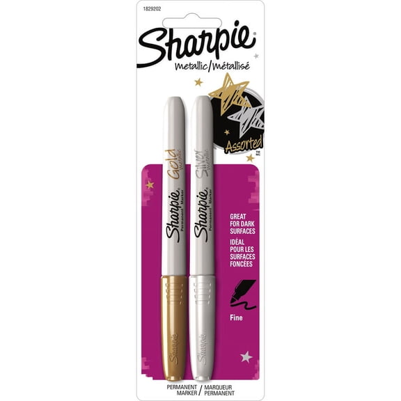 Sharpie Metallic Fine Point Permanent Marker Gold, Silver Alcohol Based Ink 2 Set | Bundle of 2 Sets