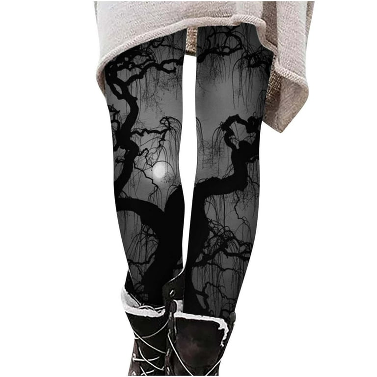 VONCOS Leggings for Women- Loungewear High Waisted Outfits Casual Printed  Halloween Workout Running Yoga Pants Black Size XL