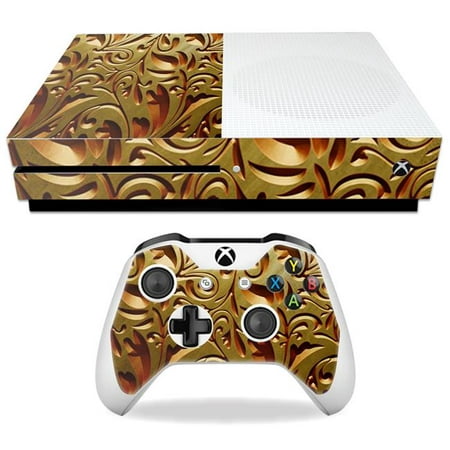 Mightyskins MIXBONES-Mosaic Gold Skin Decal Wrap for Microsoft Xbox One S - Mosaic Gold Give your Microsoft Xbox One S a style upgrade and stand out from the crowd. Each Microsoft Xbox One Console Skin kit is printed with super-high resolution graphics. All skins are protected with MightyShield. This gloss laminate protects from scratching  fading  peeling and most importantly leaves no sticky mess guaranteed. Our patented advanced air-release vinyl guarantees a perfect installation everytime. When you are ready to change your skin removal is a snap  no sticky mess or gooey residue for over 4 years. This is a 2 piece vinyl skin kit. You can t go wrong with a MightySkin. Features Skin Decal Wrap for Microsoft Xbox One S Microsoft Xbox One S decal skin Microsoft Xbox One S Case Gold Tan Art Carving 24k wood work Decor Microsoft Xbox One S skin Microsoft Xbox One S cover Microsoft Xbox One S decal Add style to your Microsoft Xbox One S Quick and easy to apply Proudly Made in the USASpecifications Design: Mosaic Gold Compatible Brand: Microsoft Compatible Model: Xbox One S - SKU: VSNS71582