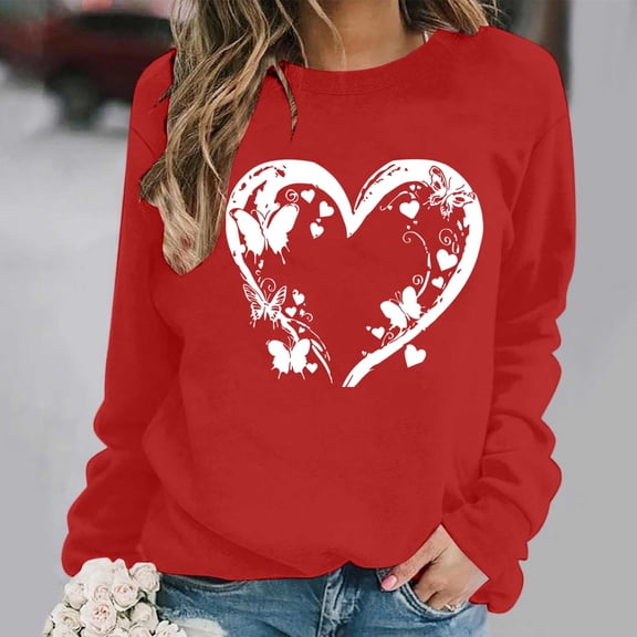 Gamivast Valentines Sweatshirt Women Oversized Love Heart Graphic Crewneck Pullover Trendy Drop Shoulder Holiday Thsirts Valentine 's Day Outfit