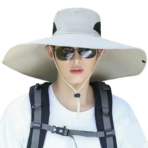Sombrero de pescador con correa ajustable para la barbilla, malla transpirable, impermeable, ligero, de secado rápido y ala ancha para protección solar.