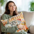 thumbnail image 5 of Decorative Throw Pillow Covers 18x18 Inch Set of 2 Pumpkin Cat Fall Decor Pillow Cases for Couch, Sunflower Berry Orange Plaid Cushion Case for Living Room Bedroom Bed Car Chair, 5 of 9