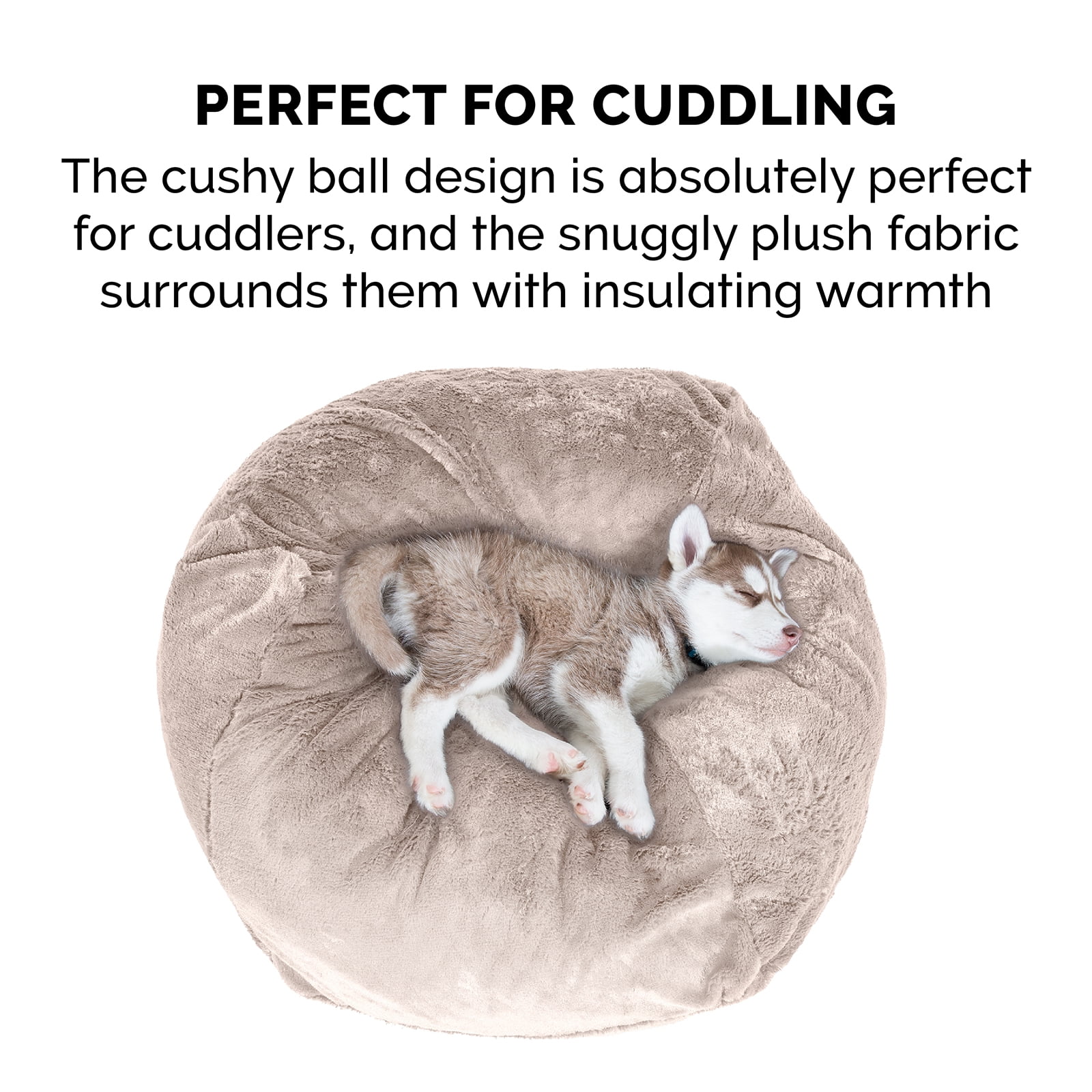 FurHaven Pet Products Round Plush Ball Dog Bed - Shell, Extra Large - 45"