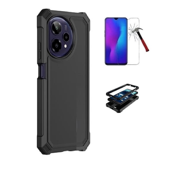 Compatible Phone Case for AT&T Motivate Pro 2 5G / Cricket Icon Pro (2026), Black Full Body TPU Cover Case Tempered Glass