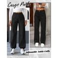 thumbnail image 3 of Eddoyee Womens High Waist Cargo Wide Leg Denim Pants Stretch Casual Jeans S-XXL, 3 of 6