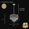 thumbnail image 6 of Modern Crystal Chandelier lighting 6 lights Transitional design 16"x11" in Black and Chrome color with original Crystals, 6 of 8