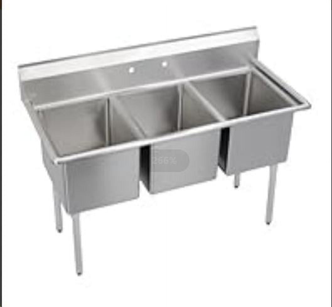 EastVita Freestanding Stainless Steel Kitchen Utility Sink 57.1x26x35.4 Inch Triple Bowl Without Faucet Heavy Duty Rust Resistant For Restaurant Kitchen Garage Outdoor
