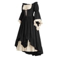 thumbnail image 6 of Anmrize Women Medieval Victorian Gown, Off Shoulder Renaissance Dress, Layered Hem Cosplay Costume, Full Length Halloween Dress, Womens's Medieval Renaissance Costume Cosplay Over Dress, Black L, 6 of 6