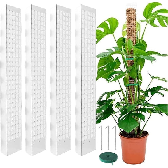 Monstera Stake, 24 Inch 4-Pack Sphagnum Stake, with Velcro and Nails Indoor Plant Stake, Monstera, Plant Stake for Climbing Plants Monstera Support f
