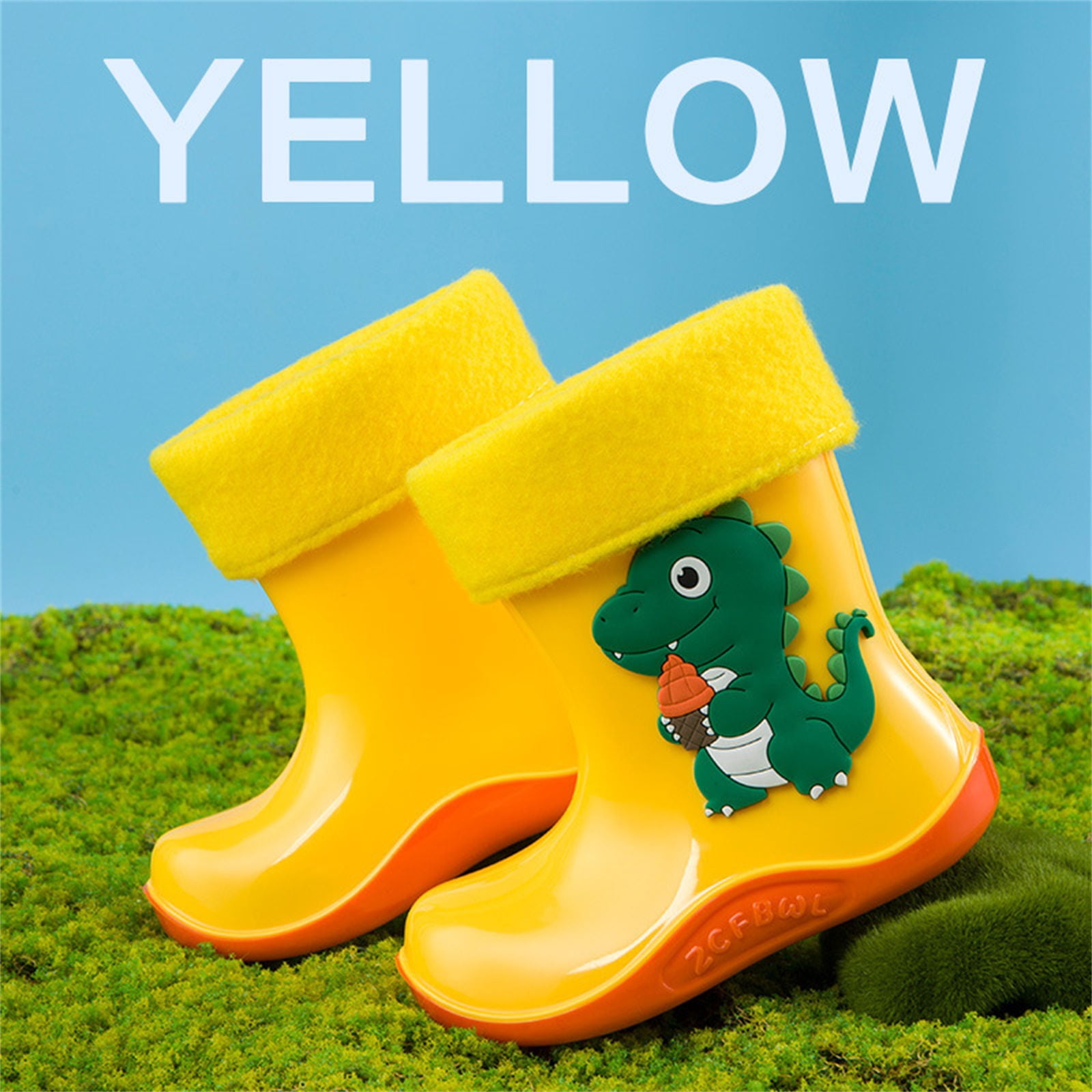 Otqutp Toddler Rain Boots for Boys Girls, Dinosaur Cute Fun Waterproof Non-Slip Bottom for Outdoor Play Kids Rain Shoes