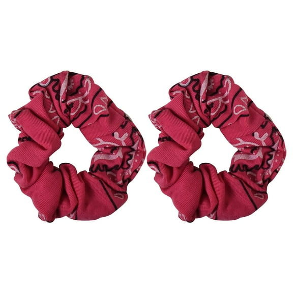 Motique Accessories Hot Pink Bandana Scrunchies Cotton Hair Bobble - Set of 2