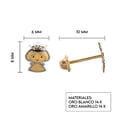 thumbnail image 3 of Aretes de oro 14k GIALLO Broquel Princesa de oro amarillo mate y oro blanco brillante, 3 of 4