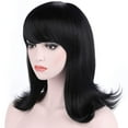 thumbnail image 2 of Onedor Women's Short Black Straight Hair 50s Cosplay Flip Wigs with Flat Bangs (1 - Black) …, 2 of 6