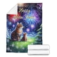 thumbnail image 2 of Happy New Year Manx Family Cheer Winter Midnight Firework Cozy Fleece Blanket Cat Lover Kitten Owner Gifts Warm Soft Throw Blanket - 02025, 2 of 5