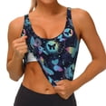 thumbnail image 3 of Pofeuu Blue Butterfly Print Sports Bra for Women Sexy Vest Yoga Running Gym Fitness Crop Bras Tops-X-Large, 3 of 8