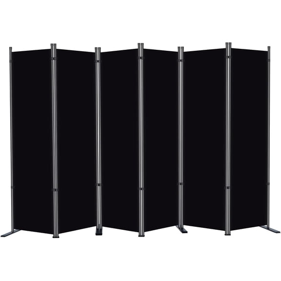 6 Panel Folding Room Divider 133" W x 71" H Black