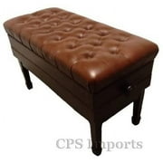 CPS Genuine Leather Duet Size Genuine Leather Adjustable Artist Concert Piano Bench in Walnut