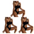 thumbnail image 4 of Qarigey Poliéster Mujeres Bikinis Transpirable Alambre Irregular Sexy Elegante Traje de baño de playa Traje de baño Accesorios Negro Type1 NO1, 4 of 6
