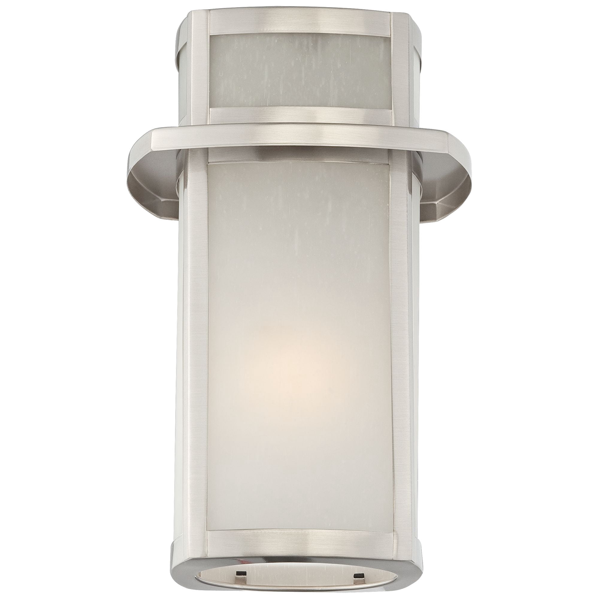 Possini Euro Design Delevan Modern Outdoor Wall Lights Fixture Set of 2 Brushed Nickel 11 1/4" Frosted Seedy Glass for Post Exterior Barn Deck House