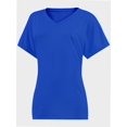 thumbnail image 5 of Women's V Neck T Shirts Casual Rolled Short Sleeve Side Split Summer Tops Loose Fit, 5 of 5