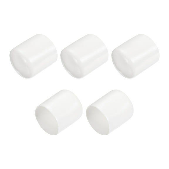 5Pcs Rubber End Caps 28mm ID Vinyl Round Tube Bolt Cap Cover Screw Thread Protectors White