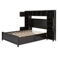 thumbnail image 4 of Harper & Bright Designs Full Size Platform Bed with All-in-One Cabinet and Storage Shelf, Wooden Full Bed Frame with 4 Drawers and Sockets, Espresso, 4 of 12