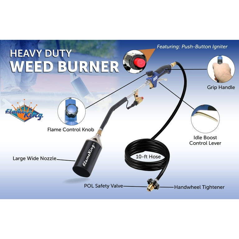 Flame King Propane Torch Kit, Gas Cylinder Ignition, Heavy Duty