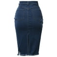 thumbnail image 3 of A2Y Women's Slim Fit Rayon Knee Length Unhem Back Slit Denim Jean Pencil Skirt Dark Wash 2XL, 3 of 4