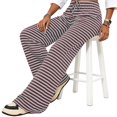 thumbnail image 5 of JUUNthy Womens Striped Lounge Pants, Wide Leg High Waist Stretchy Loose Fit Soft Casual Home Trousers Red XL, 5 of 11