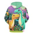 thumbnail image 3 of Cute Dino Friends Adventure Men's Women Vintage 3D Hooded Sweatshirt - All-Season Loose Fit Streetwear, 3 of 6