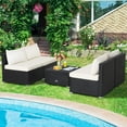 thumbnail image 2 of Topbuy 5 Piece Patio Furniture Set Outdoor Rattan Sofa Set w/ Seat & Back Cushions Convenient Square Coffee Table, 2 of 9