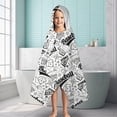 thumbnail image 6 of Black White Baseball Pattern Hooded Bath Towel，60"x35" for Ages 3 To 12 Kids, Quick Dry Lightweight Soft Microfiber Hood Beach Towel Cover Up for Kids, 6 of 7