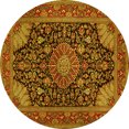 thumbnail image 1 of Ahgly Company Machine Washable Indoor Round Medallion Yellow Traditional Area Rugs, 4' Round, 1 of 4