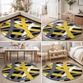 thumbnail image 4 of Round Area Rugs 5Ft, Yellow Black Geometric Non-Slip Washable Circle Rugs Carpet, Modern Art Abstract Grey Line Indoor Outdoor Rug Floor Mats Throw Runner for Bedroom Living Room Bathroom, 4 of 8