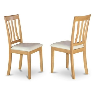Xayoca Antique Kitchen Dining Faux Leather Upholstered Wooden Chairs, Set of 2, Oak